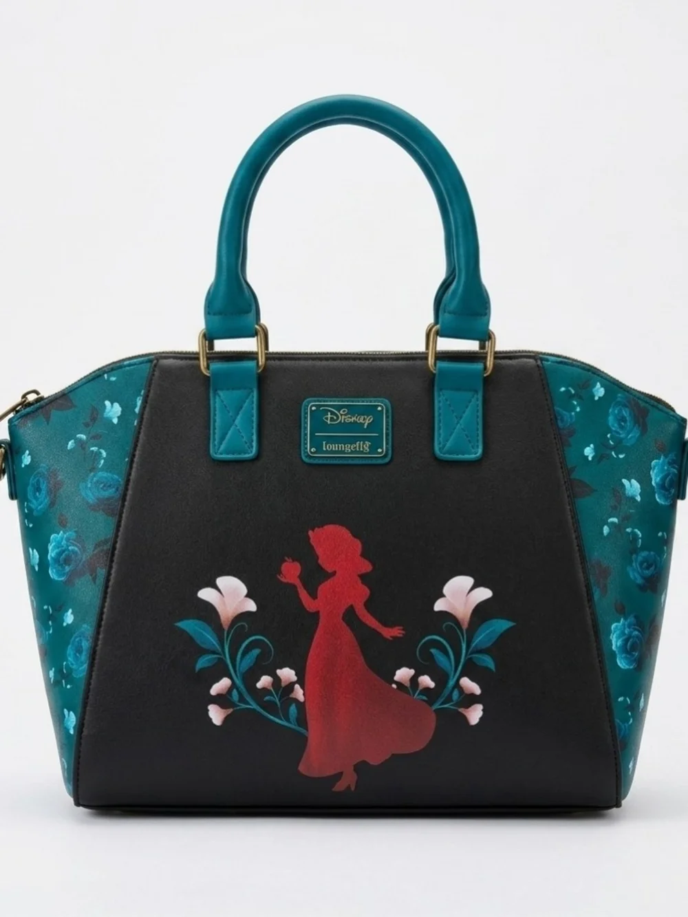 Disney Loungefly Teal Floral Snow White Princess Dome Satchel Bag
